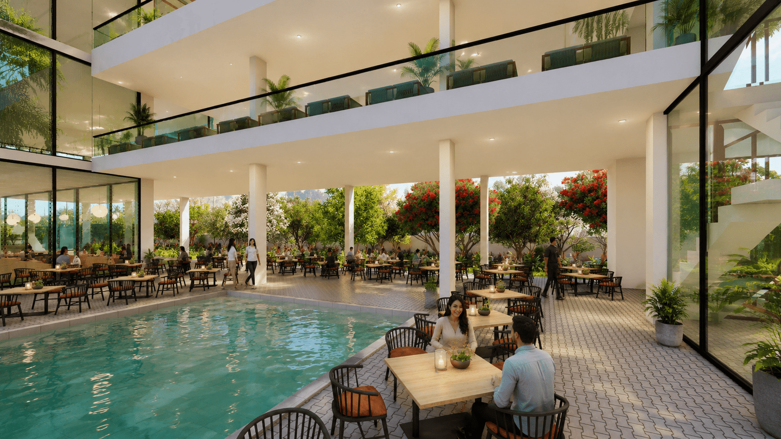 Architectural detailing and interior elements at The Mystic Palm.