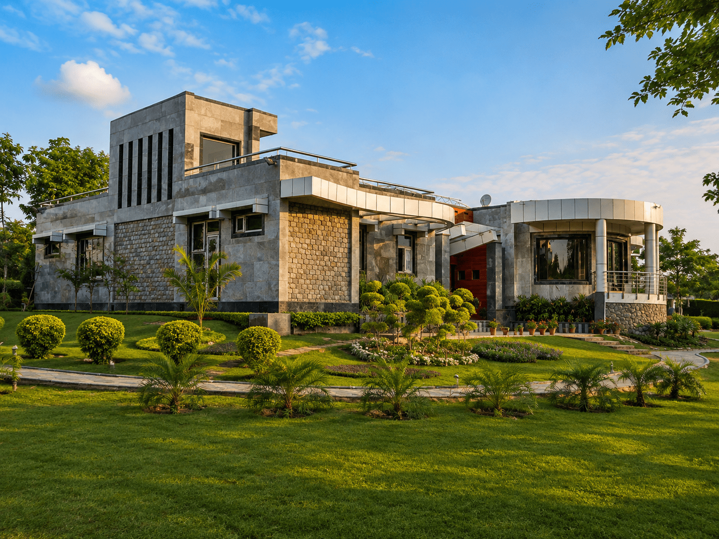 Architectural details and secondary elevation of Adroid Farms.