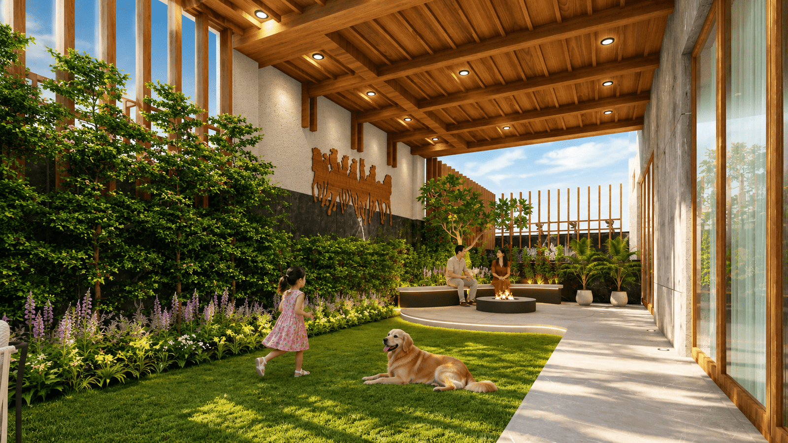 The outdoor bonfire lounge area at Goel Villa.