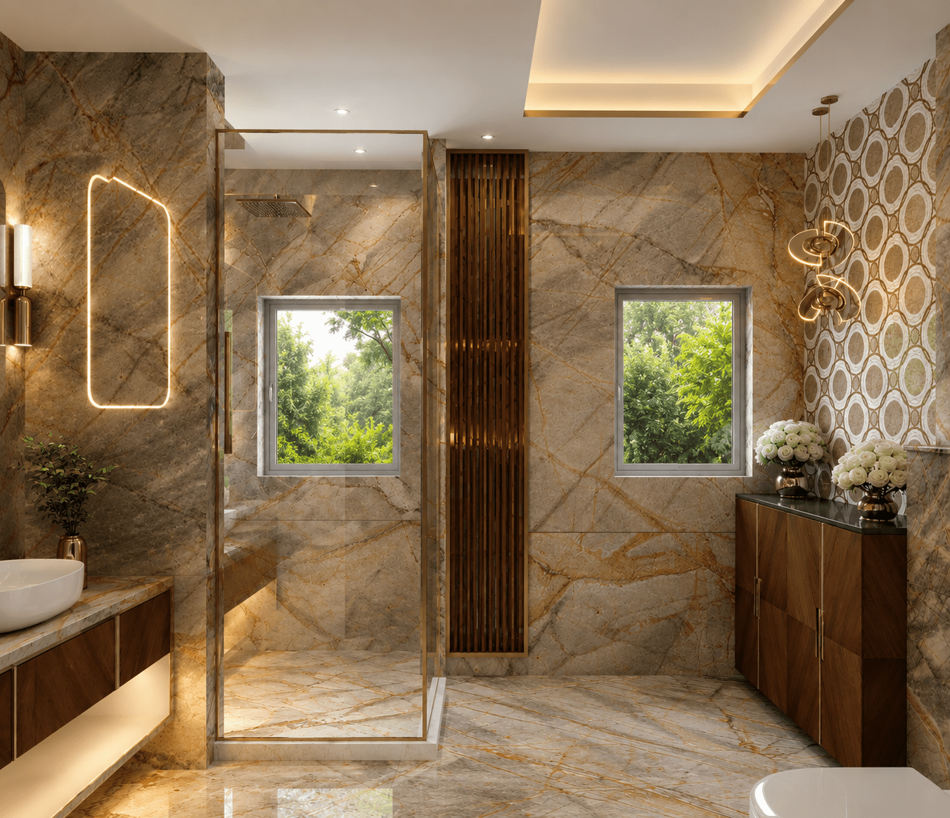 Luxurious, modern bathroom facility at Green Palm.