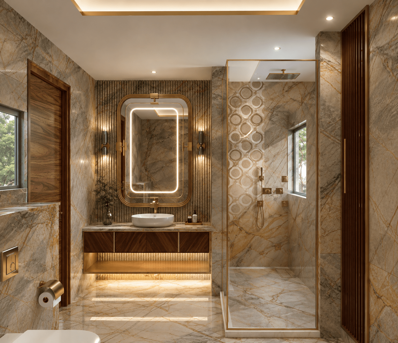 High-end washroom detailing at Green Palm.