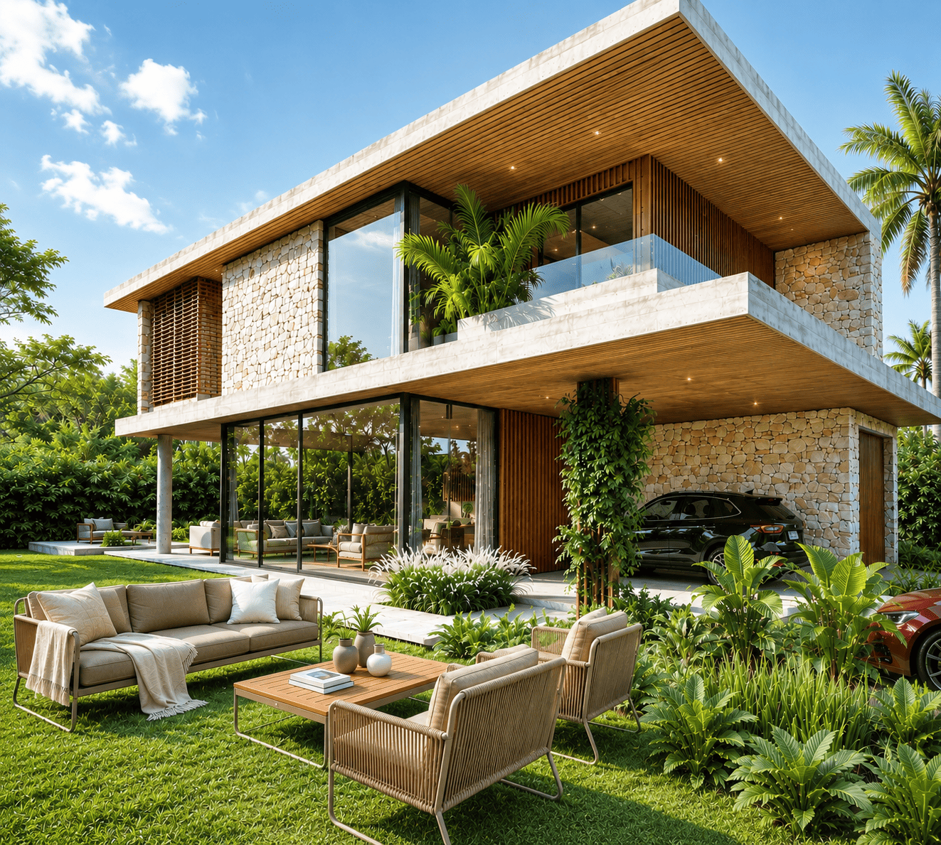 The architectural elevation of Green Palm farmhouse.