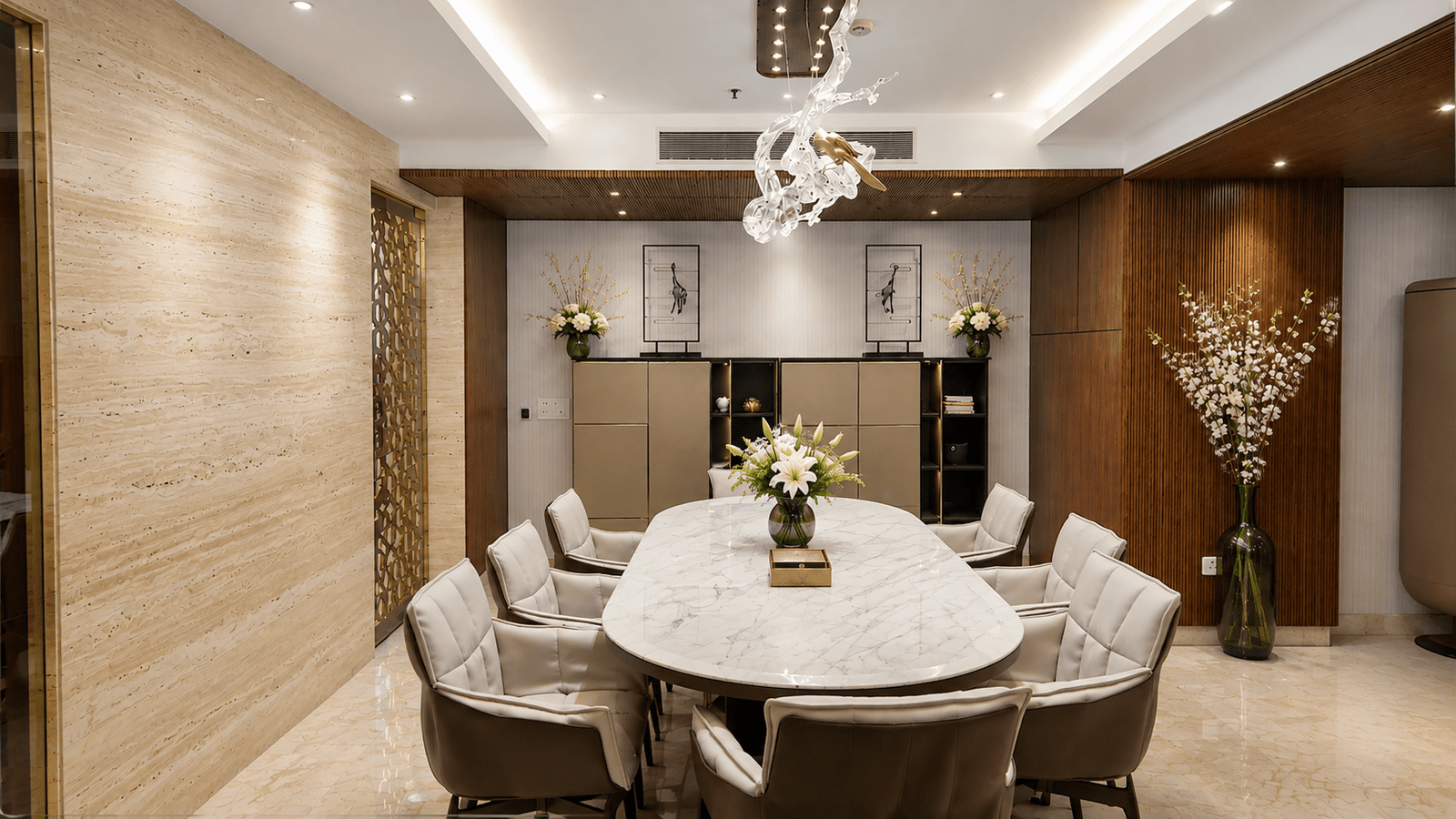 The Dining Area at Kapoor Residence — featuring elegant contemporary furniture and ambient lighting.