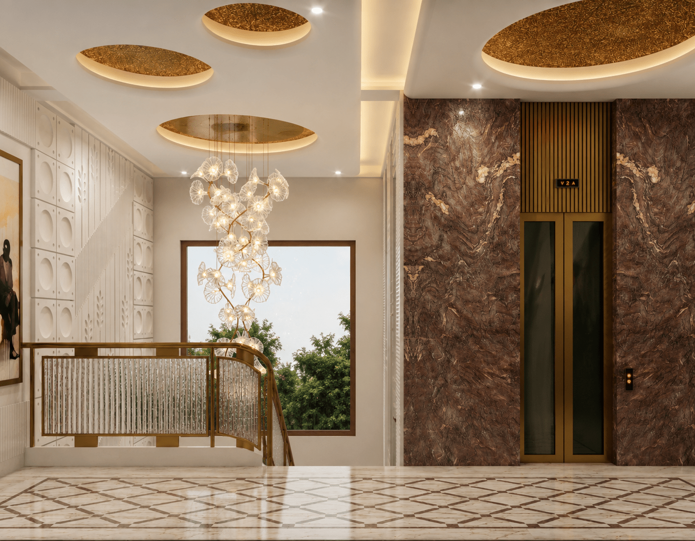 Second Floor Stairs and Lift Lobby at Goel Niwas.