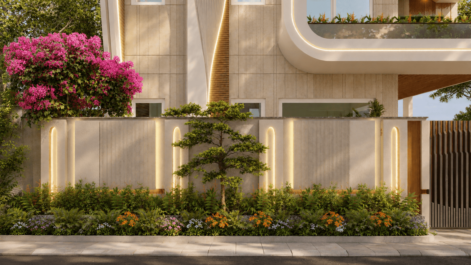 Outdoor Plants Area at Sukh Nidhi — integrating nature with architecture.