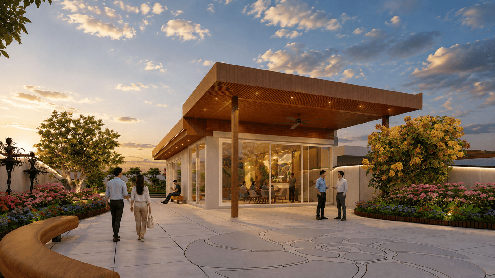 Timber-clad glass garden pavilion on the terrace, Greater Kailash
