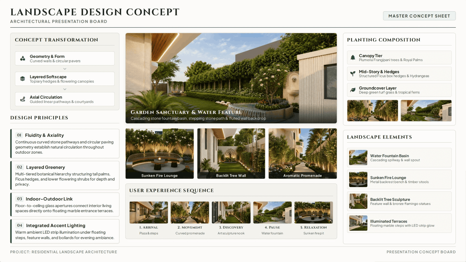 The comprehensive landscape master plan and design concept for Agarwal Residence.