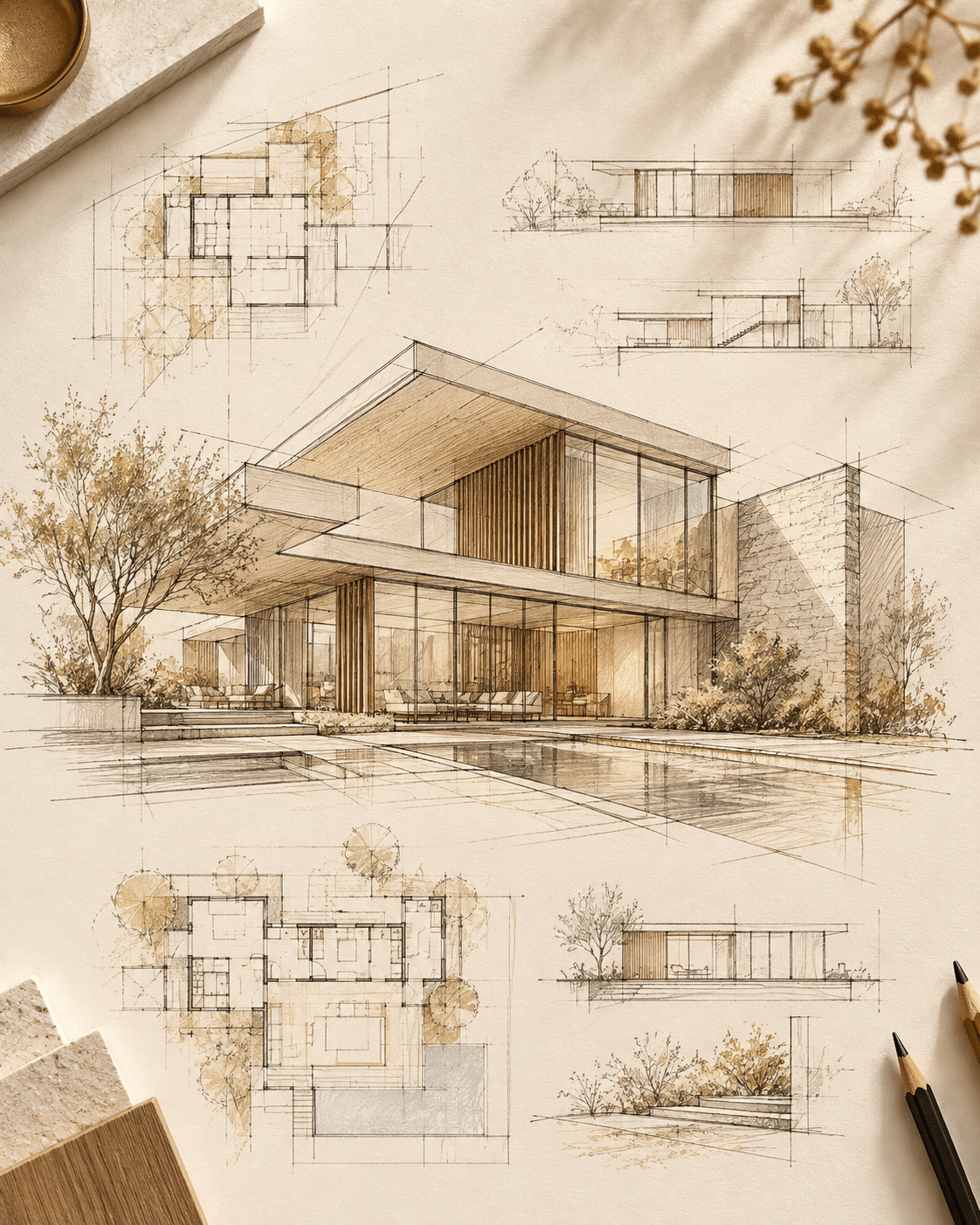 Concept sketch of a private home
