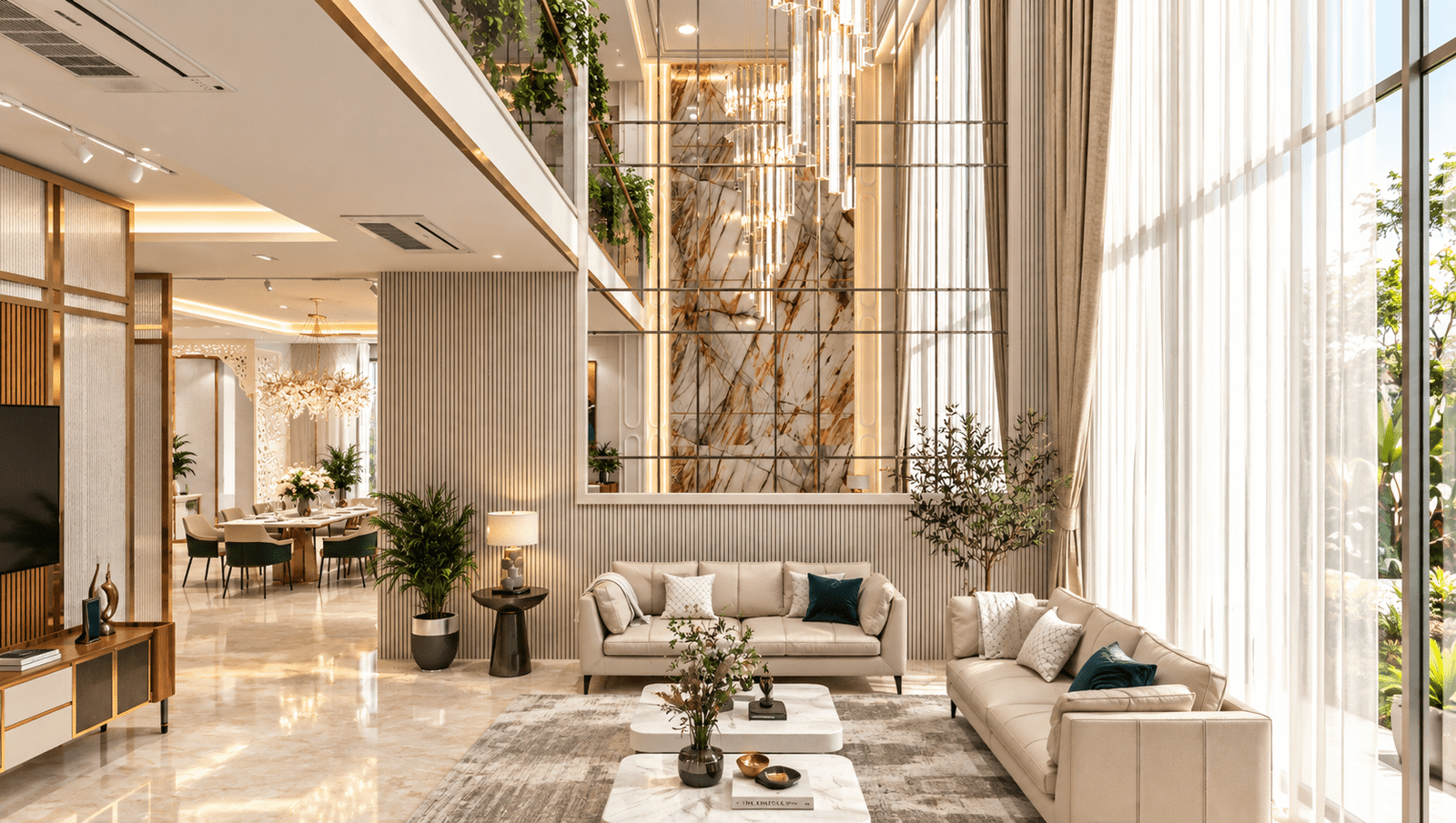 Exquisite material finishes within the interior layout.
