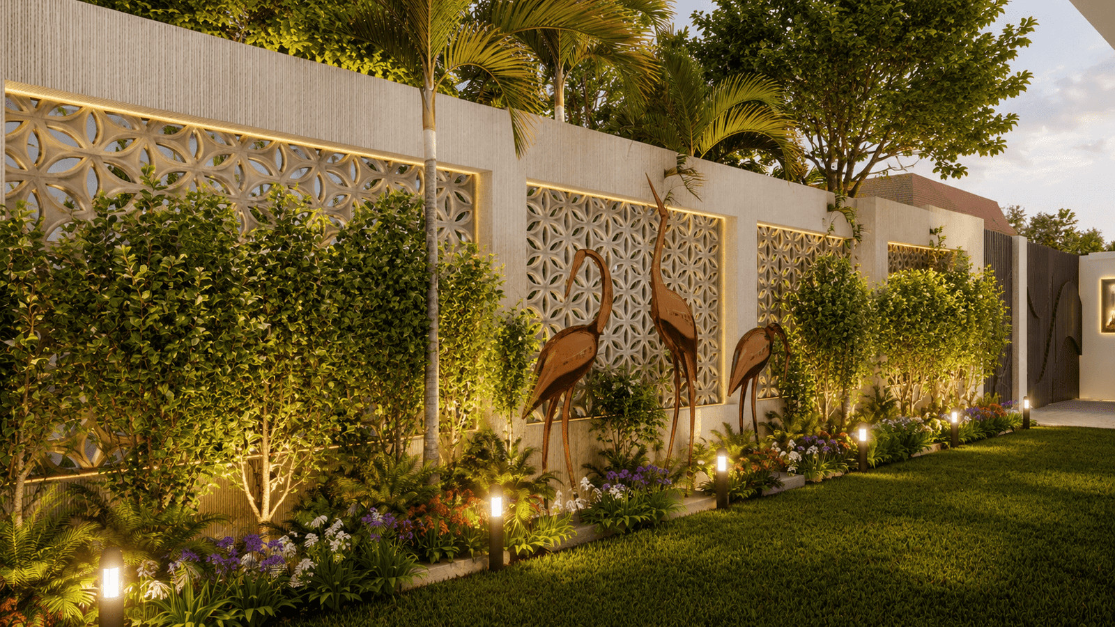 Quiet reflection areas seamlessly blended with the natural environment.
