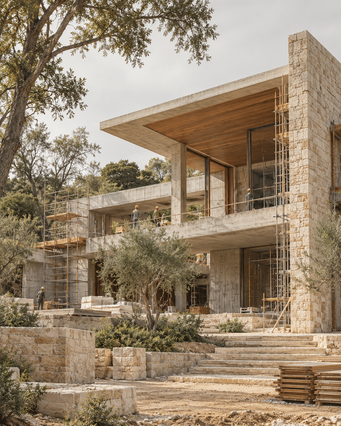 Private home under construction on site
